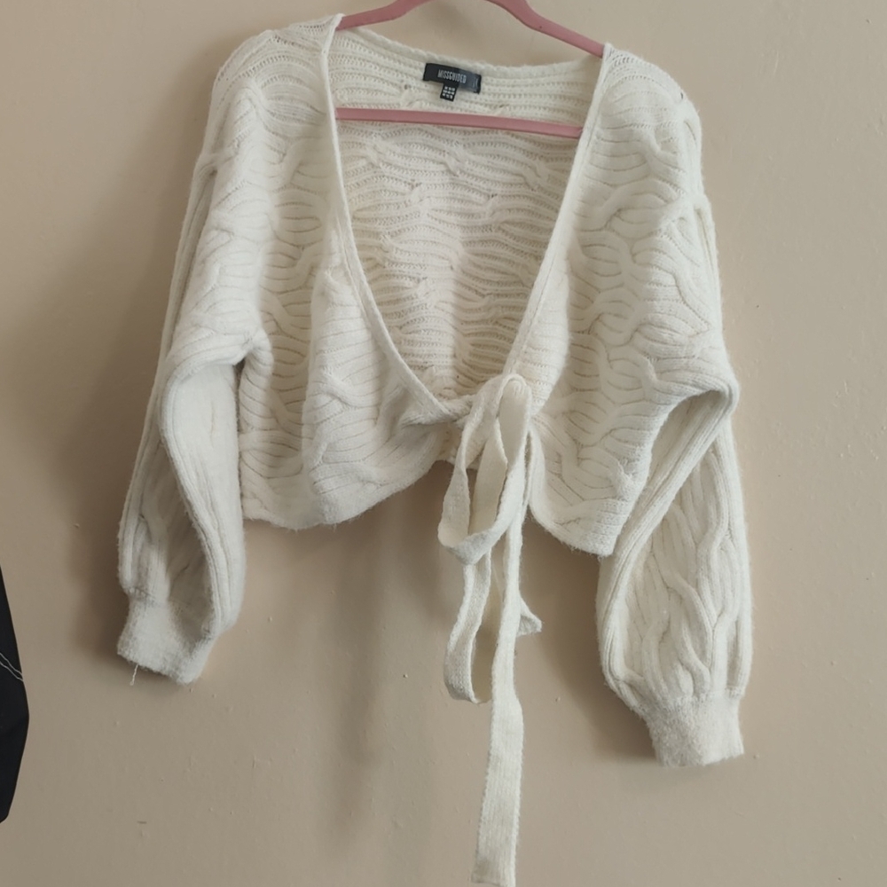 missguided Front Tie Cropped Knit Sweater Size 14/16